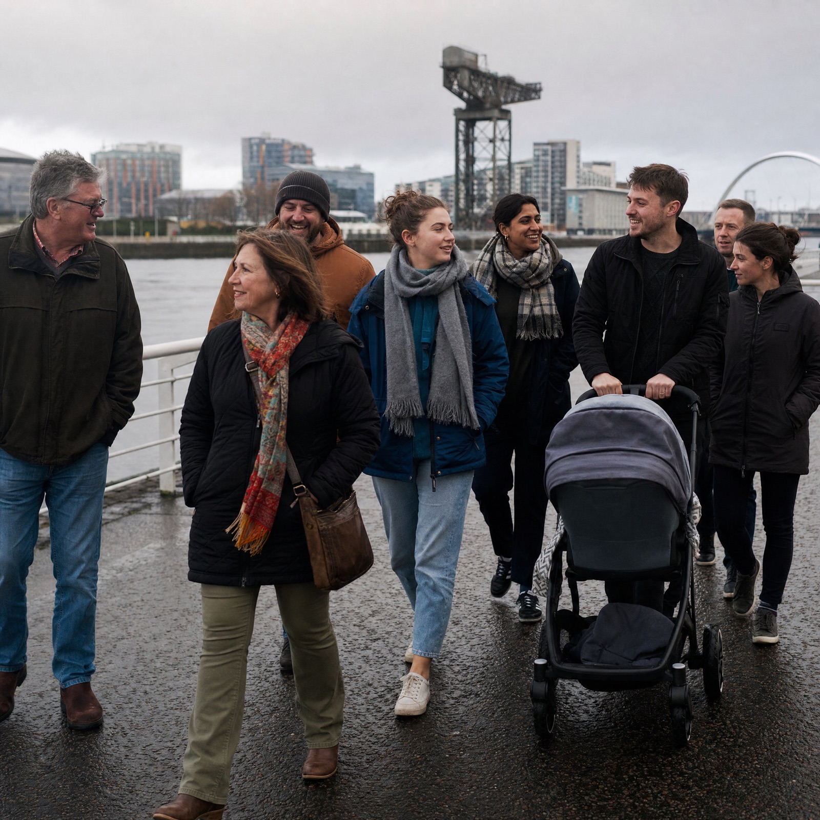 Walking group along the Clyde Walkway